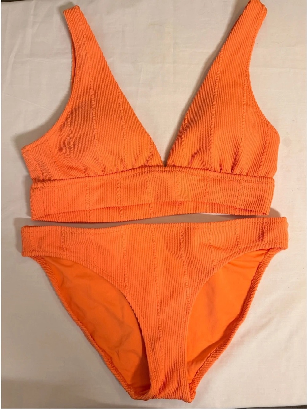 aerie Orange Ribbed Two-Piece Bikini Set